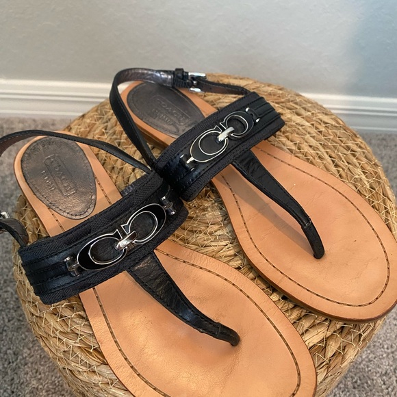 Coach Black Leather Sandals - Picture 4 of 16